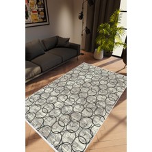 10 Post Online Salon Halısı Modern Geometrik Siyah Gri Kaydırmaz Kesme Yıkanabilir Ince Halı Tüysüz Kilim