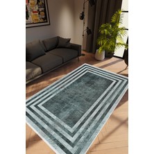 10 Post Online Salon Halısı Modern Çizgili Gri Kaydırmaz Kesme Yıkanabilir Ince Halı Tüysüz Kilim
