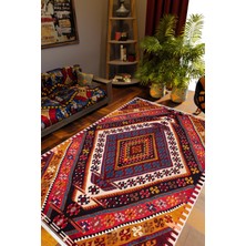 10 Post Online Kilim Desenli Otantik Eskitme Kahverengi Kaydırmaz Kesme Yıkanabilir Ince Halı