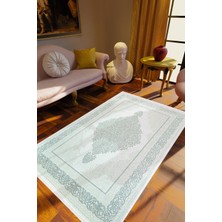 Salon Halısı Klasik Mavi Kaydırmaz Kesme Yıkanabilir Ince Halı Tüysüz Kilim