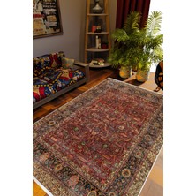 Salon Halısı Kilim Otantik Eskitme Kahverengi Kaydırmaz Yıkanabilir Ince Halı Tüysüz Kilim