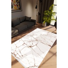Salon Halısı Taş Mermer Modern Ekru Beyaz Kaydırmaz Kesme Yıkanabilir Ince Halı Tüysüz Kilim