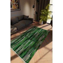 Modern Eskitme Yeşil Dijital Baskı Halı Kaydırmaz Ince Yıkanabilir