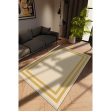 Modern Krem Dijital Baskı Halı Kaydırmaz Ince Yıkanabilir