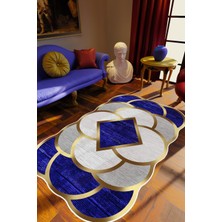 10 Post Online Salon Halısı Klasik Modern Altın Gri Mavi Metalik Kaydırmaz Kesme Yıkanabilir Ince Halı Tüysüz Kilim