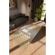 10 Post Online Modern Krem Dijital Baskı Halı Kaydırmaz Ince Yıkanabilir