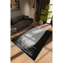 10 Post Online Modern Siyah Dijital Baskı Halı Kaydırmaz Ince Yıkanabilir