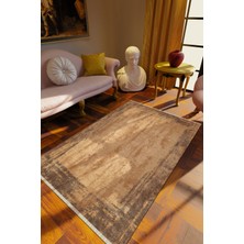 10 Post Online Klasik Eskitme Kahverengi Dijital Baskı Halı Kaydırmaz Ince Yıkanabilir