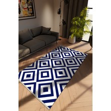 Modern Mavi Dijital Baskı Halı Kaydırmaz Ince Yıkanabilir