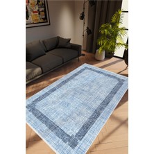 10 Post Online Salon Halısı Doku Eskitme Mavi Kaydırmaz Kesme Yıkanabilir Ince Halı Tüysüz Kilim