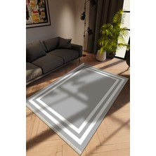 Modern Gri Dijital Baskı Halı Kaydırmaz Ince Yıkanabilir