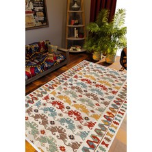 Salon Halısı Kilim Otantik Eskitme Turuncu Kaydırmaz Yıkanabilir Ince Halı Tüysüz Kilim