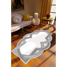 Klasik Modern Gri Kaydırmaz Kesme Yıkanabilir Ince Halı