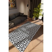 Modern Beyaz Dijital Baskı Halı Kaydırmaz Ince Yıkanabilir