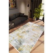 10 Post Online Salon Halısı Doku Eskitme Gri Gold Kaydırmaz Kesme Yıkanabilir Ince Halı Tüysüz Kilim