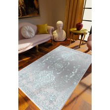 Salon Halısı Klasik Gri Kaydırmaz Kesme Yıkanabilir Ince Halı Tüysüz Kilim