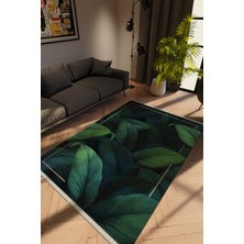 Modern Yeşil Dijital Baskı Halı Kaydırmaz Ince Yıkanabilir