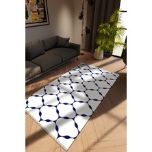 Modern Mavi Dijital Baskı Halı Kaydırmaz Ince Yıkanabilir