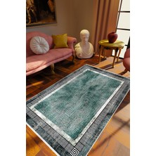 10 Post Online Salon Halısı Klasik Siyah Gri Yeşil Kaydırmaz Kesme Yıkanabilir Ince Halı Tüysüz Kilim