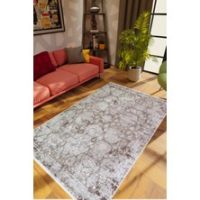 10 Post Online Salon Halısı Otantik Eskitme Gri Krem Kaydırmaz Kesme Yıkanabilir Ince Halı Tüysüz Kilim
