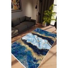 10 Post Online Salon Halısı Taş Mermer Modern Gold Mavi Altın Kaydırmaz Kesme Yıkanabilir Ince Halı Tüysüz Kilim