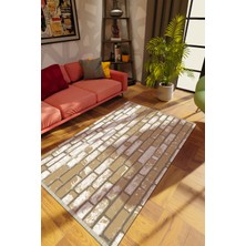 Modern Vizon Dijital Baskı Halı Kaydırmaz Ince Yıkanabilir