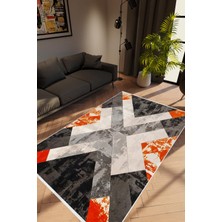 Salon Halısı Modern Gümüş Kırmızı Gri Siyah Turuncu Kaydırmaz Yıkanabilir Ince Halı Tüysüz Kilim