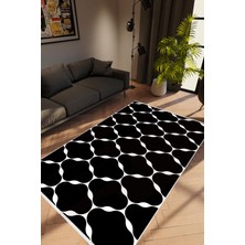 10 Post Online Modern Geometrik Siyah Beyaz Kaydırmaz Kesme Yıkanabilir Ince Halı
