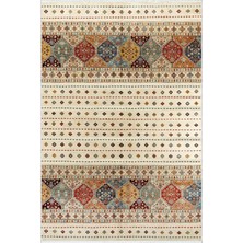 Salon Halısı Kilim Desenli Otantik Eskitme Bej Kaydırmaz Kesme Yıkanabilir Ince Halı Tüysüz Kilim