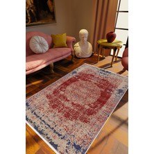 Salon Halısı Klasik Eskitme Bordo Krem Mavi Kaydırmaz Kesme Yıkanabilir Ince Halı Tüysüz Kilim