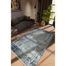 10 Post Online Modern Eskitme Lacivert Dijital Baskı Halı Kaydırmaz Ince Yıkanabilir