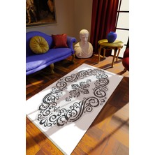 10 Post Online Klasik Gri Dijital Baskı Halı Kaydırmaz Ince Yıkanabilir