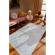 10 Post Online Klasik Gri Dijital Baskı Halı Kaydırmaz Ince Yıkanabilir