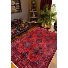10 Post Online Salon Halısı Otantik Eskitme Bordo Kaydırmaz Kesme Yıkanabilir Ince Halı Tüysüz Kilim
