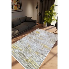 10 Post Online Salon Halısı Doku Eskitme Gri Gold Kaydırmaz Kesme Yıkanabilir Ince Halı Tüysüz Kilim