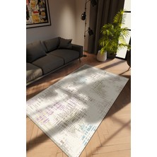 10 Post Online Modern Gri Dijital Baskı Halı Kaydırmaz Ince Yıkanabilir