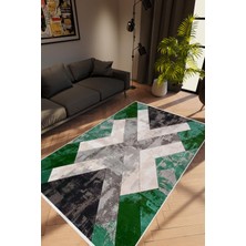 10 Post Online Salon Halısı Modern Geometrik Gümüş Yeşil Siyah Kaydırmaz Kesme Yıkanabilir Ince Halı Tüysüz Kilim