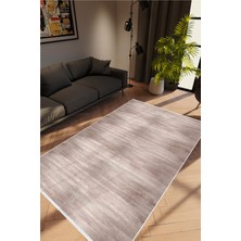 Salon Halısı Modern Eskitme Kahverengi Kaydırmaz Kesme Yıkanabilir Ince Halı Tüysüz Kilim