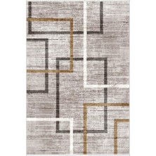 Salon Halısı Modern Geometrik Kahverengi Kaydırmaz Kesme Yıkanabilir Ince Halı Tüysüz Kilim
