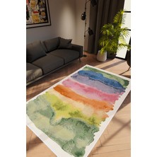 10 Post Online Salon Halısı Pastel Modern Yeşil Kaydırmaz Kesme Yıkanabilir Ince Halı Tüysüz Kilim