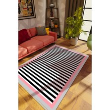 10 Post Online Modern Çizgili Karışık Renkli Dijital Baskı Halı Kaydırmaz Ince Yıkanabilir