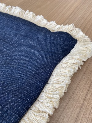 Stelo de Maro Denim Püskül Detaylı Dikdörtgen Kırlent Kılıfı 30X50 cm - 1 Adet Kılıf