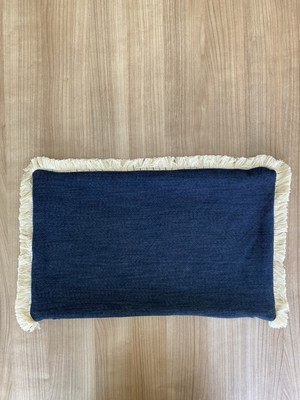 Stelo de Maro Denim Püskül Detaylı Dikdörtgen Kırlent Kılıfı 30X50 cm - 1 Adet Kılıf