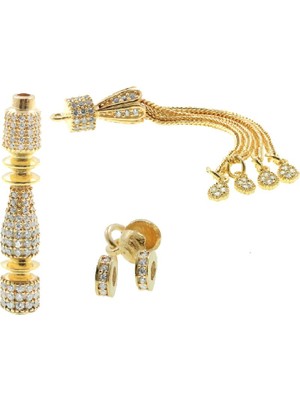 Gümüş Hediye Al Özel Işçilikli Zirkon Taşlı Imame Püskül Set (Model-3)