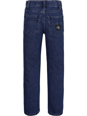 Calvin Klein Ib0Ib01204-Regular Straight Auth Bl Normal Bel Skinny Fit Düz Mavi Erkek Çocuk Denim P