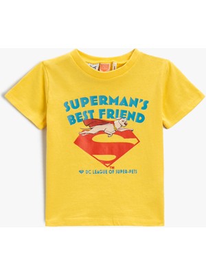 Koton Superman Köpek Baskılı Tişört Lisanslı Kısa Kollu Pamuklu