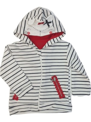 Tongs Baby 2297 Kız Bebek Sweet Cat Çizgili Penye Hırka