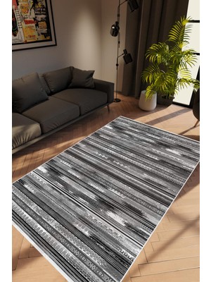 10 Post Online Salon Halısı Modern Retro Gri Kaydırmaz Kesme Yıkanabilir Ince Halı Tüysüz Kilim