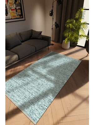 Modern Mavi Dijital Baskı Halı Kaydırmaz Ince Yıkanabilir