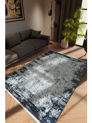 Modern Eskitme Gri Dijital Baskı Halı Kaydırmaz Ince Yıkanabilir